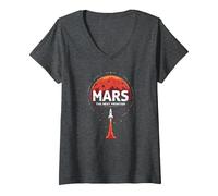 Occupy Mars: The Next Frontier Space Exploration V-Neck T-Shirt, Women, Dark Heather Grey, L