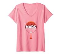 Occupy Mars: The Next Frontier Space Exploration V-Neck T-Shirt, Women, Pink, L