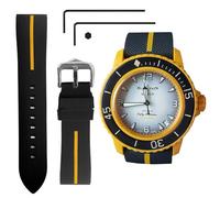 Ocdin 22 MM Watch Strap Replacement for Blancpain X Swatch with Hex Spanner Quick Release Silicone Watch Band Compatible with Bioceramic SCUBA Fifty Fathoms (22MM, Black-Yellow)