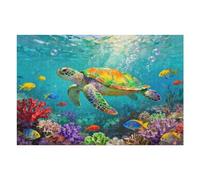 Ocean 1000 Piece Puzzles for Adults - Sea Turtle Conservation Jigsaw Puzzle, Recycled Panoramic Coral Reef Art & Challenging Family Activity (30x20)
