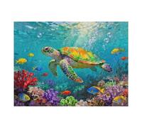 Ocean 500 Piece Puzzles for Adults - Sea Turtle Conservation Jigsaw Puzzle, Recycled Panoramic Coral Reef Art & Challenging Family Activity (20.5x15)