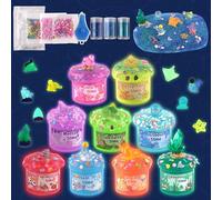 Ocean Adventure Glow Age 3+ in the Dark Slime Kit 9 Pack, with Deep Sea Slime Charms, Sensory Experience DIY Rainbow Slime for Kids, Glow Party Favors for Girls & Boys, Birthday Easter