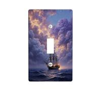 Ocean Adventure Light Switch Cover Plates/Outlet Covers, Deep Blue Nautical Ship Design for Wall Decor, Thermoplastic Wall Plates, Standard Size Single Toggle
