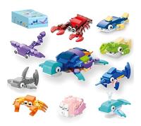 Ocean Animal Building Blocks Set - 10 in 1 Marine Life Building Bricks Kit with Whale, Crab, STEM Educational Toys, Birthday Easter Gifts for Kids Ages 6-12(274PCS)