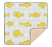 Ocean Animal Fish Shark Dark Yellow Stripe Soft Foam Baby Activity Play Mat for Indoor Outdoor Portable Infant Play Activity Mat for Babies Infants Toddlers, 50'' x 50''