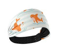 Ocean Animal Fish Shark Orange Stripe Cooling workout headband Stretchy sweat band for women for Athletic Sports tennis tennis Gym bandas para el cabello de mujer