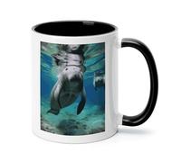 Ocean Animal Manatee Ceramic Coffee Mug with Handle 11 Ounces, Porcelain Mug Coffee Cup Tea Mug Water Cup Ideal for Coffee,Tea,Latte,Cappuccino,Microwave & Dishwasher Safe Unique Gift Cup
