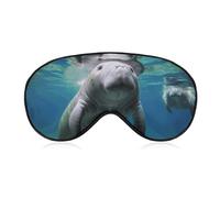 Ocean Animal Manatee Sleep Mask,Adjustable Strap Sleeping Mask, Complete Light Blocking Sleep Shade Cover,Soft Breathable Comfortable Blindfold for Women and Men