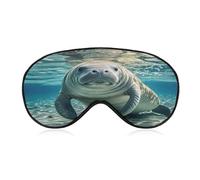 Ocean Animal Manatee Sleep Mask Eye Mask for Sleeping Breathable Blackout Sleeping Masks with Adjustable Strap Soft Eye Cover Comfortable Blindfold Eyeshade for Night Sleeping Travel Nap