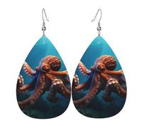Ocean Animal Octopus Leather Earrings Dangle Drop for Women Lightweight Teardrop Earrings Pendant Christmas Birthday Gift Fashion Jewelry Outfits Accessories