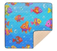 Ocean Animal Tropical Fish Blue Colorful Soft Padded Baby Playmat for Indoor Outdoor Portable Foldable Tummy Time & Crawling Mat for Babies Infants Toddlers, 50'' x 50''alfombra de