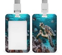 Ocean Animal Turtle Badge Holders Retractable ID Badge Holder with Lanyard Heavy Duty Badges Reel Card Protector Detachable ID Card Holder for Nurse Teacher Staff Officer
