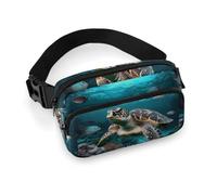 Ocean Animal Turtle Fanny Pack Waterproof External Pocket Portable Waist Pack Outdoor Adjustable Strap Lightweight Waist Bag for Workout Traveling Casual Running Hiking Cycling