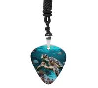 Ocean Animal Turtle Guitar Pick Necklace Exquisite Cool Pendant Necklaces Titanium Steel Personalized Necklaces Fashion Guitar Pick Holder Necklace Unisex Unique Gifts