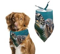 Ocean Animal Turtle Pet Scarf Adjustable Pet Accessories Triangular Scarf Washable Floral Print Puppy Bib Bandana Stylish Comfortable Cat Scarves for Holiday Scarfs