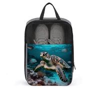 Ocean Animal Turtle Shoe Bags Foldable Breathable Portable Shoe Puches Organizer Stylish Expandable Packing Travel Shoes Bags for Sneakers Gym Luggage Closet