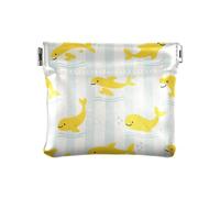 Ocean Animal Whale Yellow Stripe Women's Leather Coin Purses Pouches Waterproof Jewelry Organizer for Women