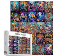 Ocean Animals 1000 Piece Jigsaw Puzzles for Adults Underwater Wildlife(Seahorse,Starfish,Jellyfish,Whale)Puzzles Challenging Family Activity Games DIY Craft Puzzle for Home Decor Gifts 27 x 20 Inches