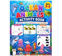 Ocean Animals Activity Book for Kids 3-5: Trace, Color, Count, Find & Match Ocean Animals | 50+ Puzzles