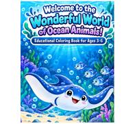 Ocean Animals Coloring Book: 82 Educational Read and Color Worksheets for Ages 3-6 | Learn Blues, Greens, and Violet with Cute Sea Turtles, Dolphins, ... | Preschool Activity Book by Squiggle World