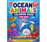 Ocean Animals Coloring Book for Kids: 50 Cute Sea Creatures to Color with Amazing Fun Facts • Easy Bold Designs for Boys & Girls Ages 4-8