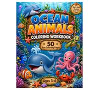 Ocean Animals Coloring Workbook: 50 Big & Easy Coloring Pages with Ocean Animal Facts and Hidden Object Challenges for Kids Ages 3-6 (Adventure & Learn Coloring Workbook Series)