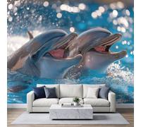 Ocean Animals Dolphin Wallpaper - Underwater Animals 3D Effect Wall Mural 500 x 280 cm, Non-Woven Photo Wallpaper Mural for Bedroom, Living Room, Hallway, Home Decor