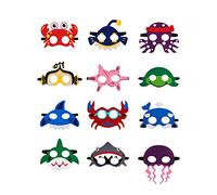 Ocean Animals Halloween Party Masks for Kids, 12PCS Under The Sea Marine Octopus sharks Felt Masks with Elastic Rope for Party Favors Halloween Dress