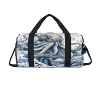 Ocean Animals Octopus Sport Duffel Bag with Shoes Compartment Overnight Weekender Bags Travel Gym Luggage Organizer for Women Men Kids Girls Boys