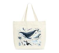 Ocean Animals Tote Bag, Under The Sea Tote Bags, Aesthetic Canvas Tote Bag For Shopping, Library Book Bag For Woman, Marine Biology Whale Shark Gifts For Family Friends Teacher Colleagues -B(14),