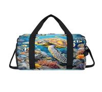 Ocean Animals Turtle Fish Sport Duffel Bag with Shoes Compartment Overnight Weekender Bags Travel Gym Luggage Organizer for Women Men Kids Girls Boys