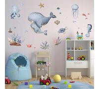 Ocean Animals Wall Stickers for Kids: Peel and Stick Under The Sea Marine Fish Whale Wall Decals - Wall Decor Art Kids Supplies Ages 1-12 Years