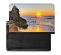 Ocean Beach At Sunrise Women's Passport Protector, Men's Passport Protector, PU Travel Passport Protector for Women Men Worker 5.8 x 3.9 x 0.4 inch