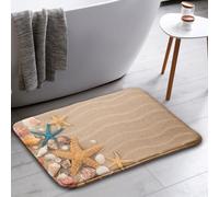 Ocean Beach Bathroom Rug Mat,Starfish Seashell Coastal Nautilus Sea Sands Summer Marin Travels Memory Foam Bath Rugs Carpet for Bathroom Floor, Tub and Shower 20" x 32"