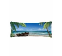 Ocean Beach Body Pillow Cover 20 x 54 Inch Decorative Pillow Cover Blue Coastal Palm Tree Nautical Sailboat Lumbar Pillowcase Seasonal Rectangle Cushion Case for Couch Sofa Bed Living Room