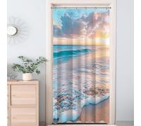 Ocean Beach Coastal Nautical Summer Sunset Small Stall RV Half Size Shower Curtain for Bathroom 39W*72H Inch Seaside Seacoast Beachy Waves Bathtub Decor Seascape Neutral Waterproof Polyester Fabric