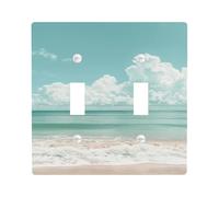 Ocean Beach Light Switch Cover Plates/Outlet Covers, Aqua Blue Seascape Dream for Wall Decor, Thermoplastic Wall Plates,Standard Size Double Toggle