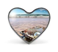Ocean Beach Mussel Pearl Buttons Pin Memorial Boutonniere for Wedding Groom Bride, Customize Lapel Heart Pin for Christmas, Men Women Costume Decorative Fashionable Brooches