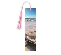 Ocean Beach Mussel Pearl Wood Bookmark for Book Lovers Birthday Teachers Gift, Handmade Craft Book Marks Ornaments with Tassel Exquisite Reading Page Markers for Men Women