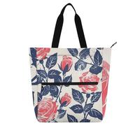 Ocean Beach Ocean Style Roses Safari Books Tote Bags for Kids Boys Girls, Gothic Lightweight Handbags Grocery Beach Bag with Zipper Pockets for College Shopping Beach Rainbow school