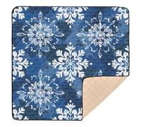 Ocean Beach Ocean Style Snowflakes Safari Merry Christmas Large Sturdy Baby Activity Play Mat for Floor Lightweight Foldable Travel Play Mat for Newborns Babies Infants Toddlers, 50'' x 50''