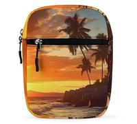 Ocean Beach Palm Tree Sunrise Sunset Small Crossbody Bag for Men Women