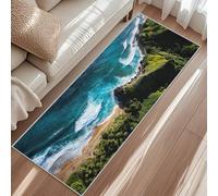 Ocean Beach Runner Rug, Tropical Seaside Scenery Kitchen Rug 60x240cm, Washable Carpet Runner Non-Slip Short Pile Carpet For Entryways Bedroom Laundry