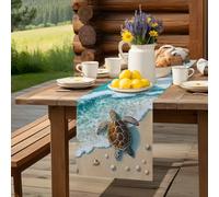 Ocean Beach Sea Turtle Shell Table Runner 36 Inches Long,Table Runners Kitchen Dining Tables Decoration Watercolor Marine Theme Tables Runner for Home Party Wedding Dresser Scarf