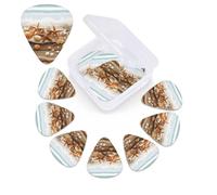 Ocean Beach Theme Guitar Picks 12 Pack with Organizer Box, 0.46 0.71 0.96 mm Includes Thin Medium Heavy Thickness,Abstract Guitar Pick Plectrums for Electric Guitar Ukulele Bass