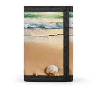 Ocean Beach Theme Wallet,Credit Card Holder,Three-fold Wallet for Passport Covers, Purse Passport Bag for Men Women