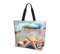 Ocean Beach Tote Bag Women's Shoulder Handbags Sea Starfish Shopping Bags Water-Resistant Large Handbag with Inner Pocket for Work Travel School