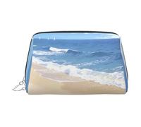 Ocean Beach View Print Chic Travel Makeup Bag, Cute Cosmetic Pouch for Women for Purse and On-the-Go Use