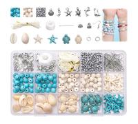 Ocean Beads for Bracelet Making Kit - 715PCS Jewellery Making Kit with Sea Turtle Shell and Starfish Charms 21 Styles Beads for Jewellery Making - DIY Bracelet & Necklace Craft Set for Girls & Adults