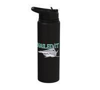 Ocean Biology Fish Funny Pun Nailed It Hammerhead Shark Stainless Steel Insulated Water Bottle
